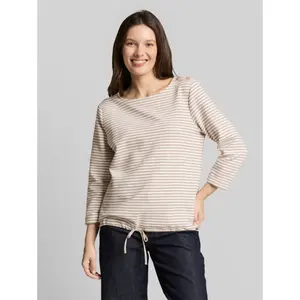 Women's Striped Long Sleeve T-Shirt with Drawstring Tom Tailor image-1