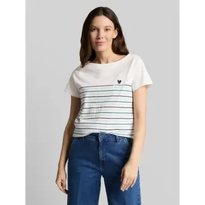 Womens Striped V-Neck T-Shirt Tom Tailor image-1