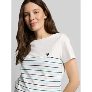 Womens Striped V-Neck T-Shirt Tom Tailor image-4