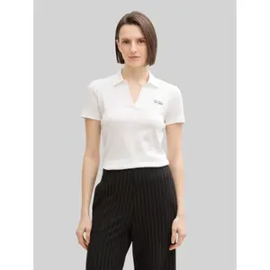 Embroidered logo polo shirt for women Tom Tailor Basic image-1