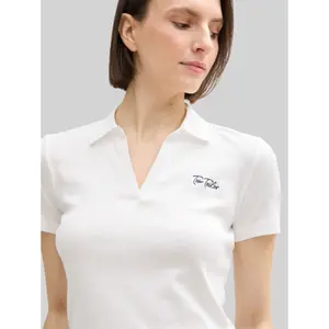 Embroidered logo polo shirt for women Tom Tailor Basic image-4