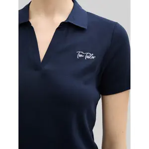 Embroidered logo polo shirt for women Tom Tailor Basic image-4