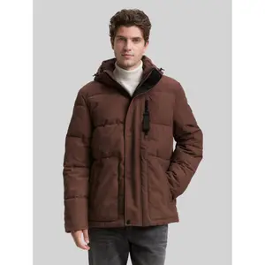 Hooded velvet puffer jacket Tom Tailor image-1