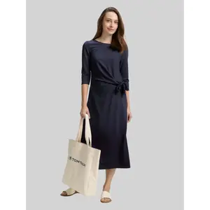 Jersey Dress with 3/4 Sleeves and Bow Detail Women Tom Tailor image-3