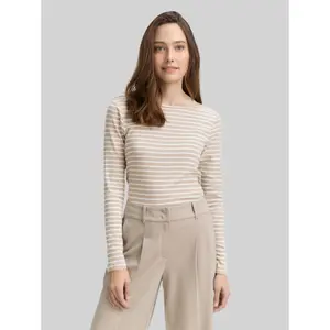 Women's long-sleeved boat-neck T-shirt Tom Tailor image-1