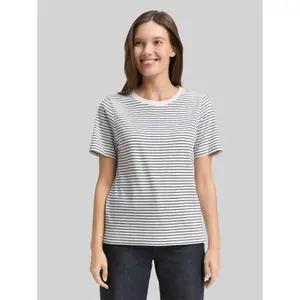 Striped T-Shirt with Small Print 1/2 Sleeve Women's Tom Tailor Basic image-1