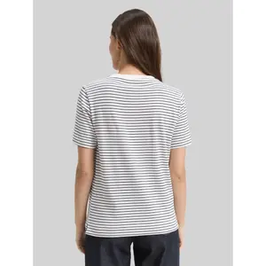 Striped T-Shirt with Small Print 1/2 Sleeve Women's Tom Tailor Basic image-2