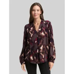 Womens Pleated 3/4 Sleeve V-Neck Blouse Tom Tailor image-1