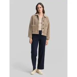 Elastic Waist Straight Leg Trousers with Pleats Women's Tom Tailor image-1