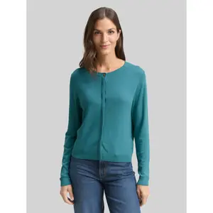 Women's Round Neck Cardigan with Hidden Button Placket Tom Tailor image-1