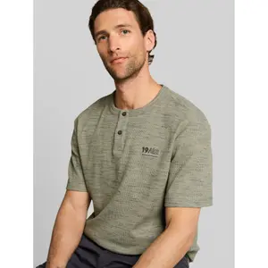 Injected Structured T-Shirt Tom Tailor Henley image-4