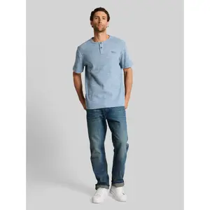Injected Structured T-Shirt Tom Tailor Henley image-3