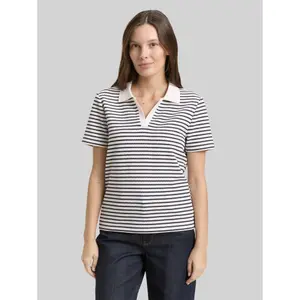 Striped Polo Collar T-Shirt Women Tom Tailor image-1