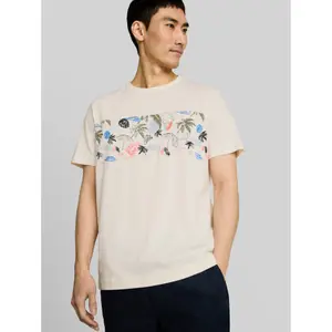 Heathered T-shirt with Summer Print on Chest Tom Tailor image-4