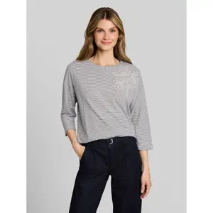 Women's Long Sleeve Striped T-Shirt with Floral Embroidery Tom Tailor image-1