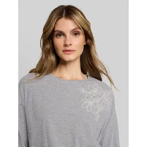 Women's Long Sleeve Striped T-Shirt with Floral Embroidery Tom Tailor image-4