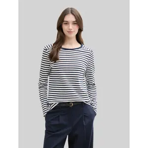 Γυναικείο λωρίδες interlock μακρυμάνικο T-shirt Tom Tailor Denim image-1