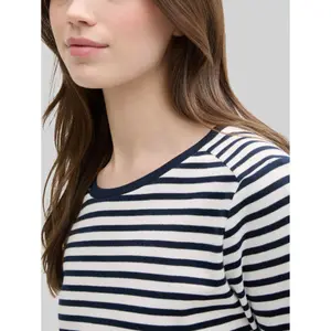 Γυναικείο λωρίδες interlock μακρυμάνικο T-shirt Tom Tailor Denim image-4