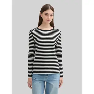 Γυναικείο λωρίδες interlock μακρυμάνικο T-shirt Tom Tailor Denim image-1