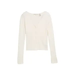 Fitted Ribbed Cardigan for Women Tom Tailor Denim image-0