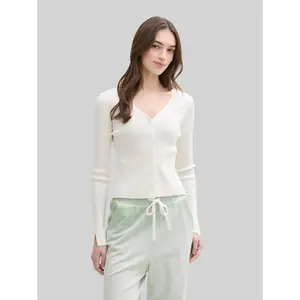 Fitted Ribbed Cardigan for Women Tom Tailor Denim image-1