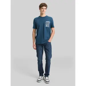 T-shirt με τυπωμένο σχέδιο στο στήθος από βαμβάκι Tom Tailor Denim image-3