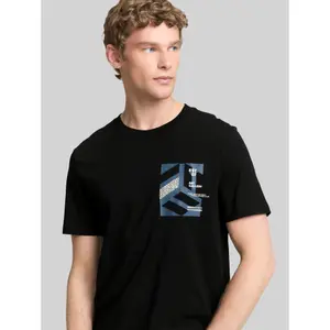 T-shirt με τυπωμένο σχέδιο στο στήθος από βαμβάκι Tom Tailor Denim image-4