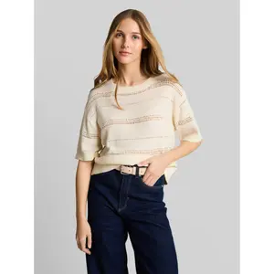 Short Sleeve Openwork Top Women Tom Tailor Denim image-1
