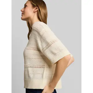 Short Sleeve Openwork Top Women Tom Tailor Denim image-4