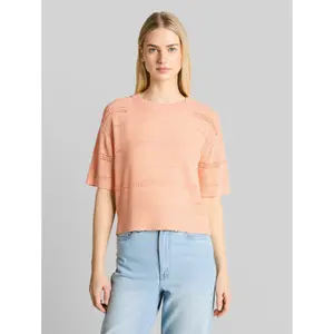 Short Sleeve Openwork Top Women Tom Tailor Denim image-1