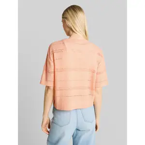 Short Sleeve Openwork Top Women Tom Tailor Denim image-2