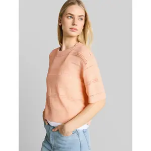 Short Sleeve Openwork Top Women Tom Tailor Denim image-4