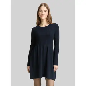 Long Sleeve Ribbed Dress for Women Tom Tailor Denim image-1