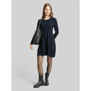 Long Sleeve Ribbed Dress for Women Tom Tailor Denim image-3