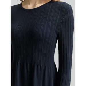 Long Sleeve Ribbed Dress for Women Tom Tailor Denim image-4