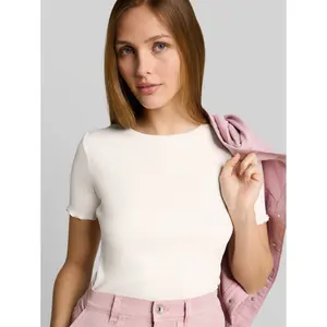 Women's Ruffled Slim Ribbed T-Shirt Tom Tailor Denim image-4