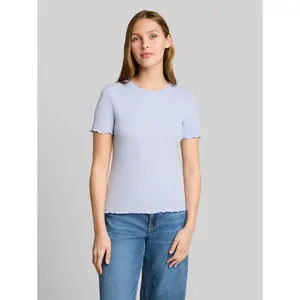 Women's Ruffled Slim Ribbed T-Shirt Tom Tailor Denim image-1
