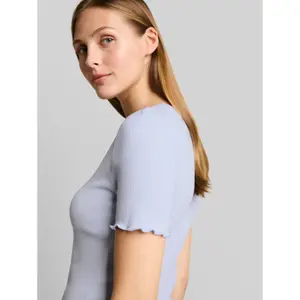 Women's Ruffled Slim Ribbed T-Shirt Tom Tailor Denim image-4