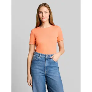 Women's Ruffled Slim Ribbed T-Shirt Tom Tailor Denim image-1