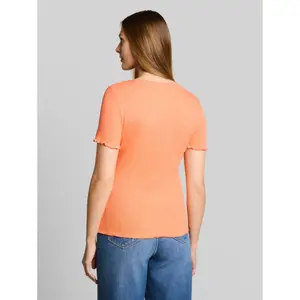 Women's Ruffled Slim Ribbed T-Shirt Tom Tailor Denim image-2