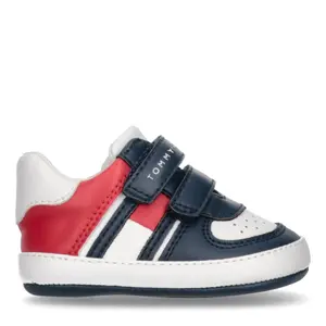 Low velcro baby girl sneakers Tommy Hilfiger Blue/White/Red image-0