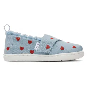 Denim espadrilles with embroidered baby hearts Toms Alpargata image-0