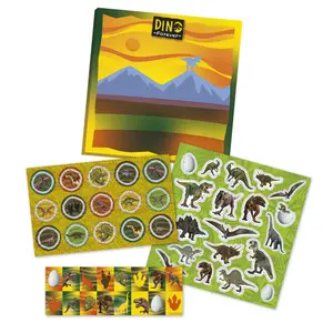 Set of dinosaur stickers on game background Totum image-1