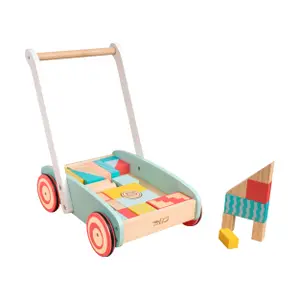Wooden block push cart FSC TP Toys image-0