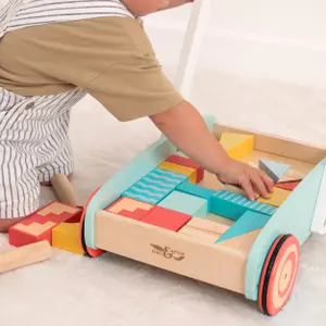 Wooden block push cart FSC TP Toys image-4