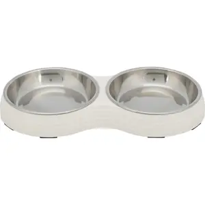 2 ciotole piatte per gatti in melamina e acciaio inox Trixie image-0