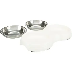 2 ciotole piatte per gatti in melamina e acciaio inox Trixie image-4