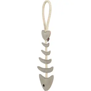 Fish bone dog toy on leather rope Trixie image-1