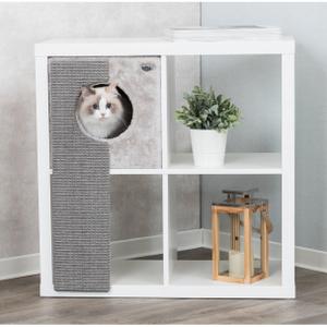 44084-cozy-cat-shelter-for-shelves-with-scratching-post-trixie-grey-70x33x37-cm