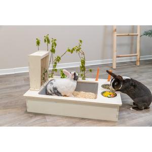 Voederstation voor konijnen en kleine knaagdieren - houten bakjes en rekje Trixie image-2